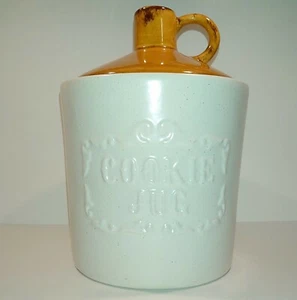Vintage McCoy Moonshine Cookie Jug Cookie Jar 11"T x 7.5" Diam Cream & Tan VGUC - Picture 1 of 11