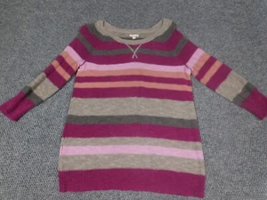Sonoma Womens Sweater Small purple striped pullover crewneck - Picture 1 of 13