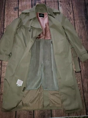 Stafford мужской желтовато-коричневый мех с подкладкой пуговицы двойной груди длинный Тренч с ремнем 40R - Изображение 1 из 4