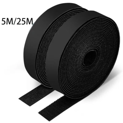 20mm Klettband Selbstklebend Extra Stark Schwarz Breit Beidseitig Doppelt 5M/25M - Bild 1 von 4