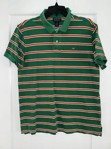 Vintage Polo Jeans Co. Ralph Lauren Mens Shirt L Green Orange Stripe Flag Logo - Picture 1 of 7