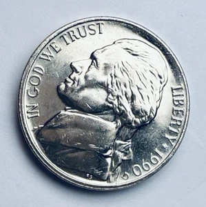 1990-D Jefferson Choice GEM BU 5c ~ Full, Sharp Steps ~ Nice! ~ Q29 - Imagen 1 de 3