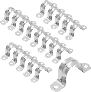 30pcs M40 Rigid Pipe Strap 11/2 Inch Stainless Steel 2 Holes Cable U Bracket Pip - Picture 1 of 7