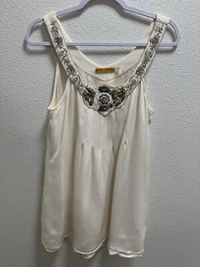 Alice + Olivia Silk Beaded Embellished Sleeveless Tunic Blouse Floral Lined Med - Picture 1 of 9