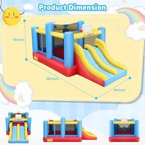 Inflatable Bounce House Bouncy Castle w/Blower, Large Bouncer Area & Dual Slides - Picture 1 of 10
