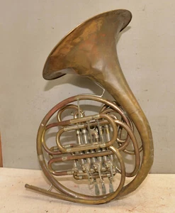 Rare antique four valve french horn collectible musical instrument parts repair - Picture 1 of 11