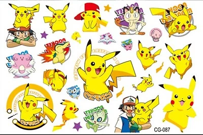 TEMPORARY CARTOON TATTOO - POKEMON Pokemon Go Pikachu Spielfiguren Cartoon Nintendo Anime Temporäres Tattoo #087