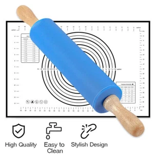 Nudelholz Antihaft Silikon Teigroller Teigausroller Teig Rollstab Teigwalze 43CM - Bild 1 von 20
