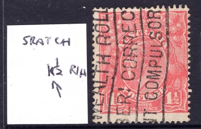 Australia KGV 1 1/2d Red Scratch Error - Image 1 of 3