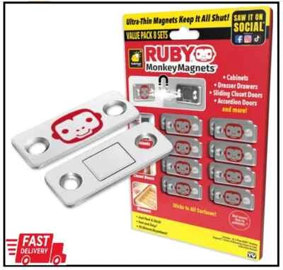 BRANDED RUBY Monkey Magnets Ultra-Thin Magnetic Plates Keep It All Shut, AS-SEEN-ON-TV