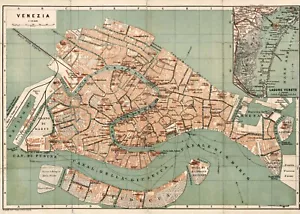 1886 Venice Italy Map Vintage Historical Wall Poster Home School Venezia Venise - Picture 1 of 2
