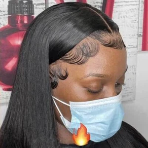 Peluca frontal de encaje recto 13X4 HD transparente pelucas de cabello humano peluca de hueso brasileño - Imagen 1 de 12