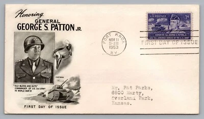 Tank Warfare 1953 FDC Old Blood & Guts Gen George S. Patton CDR WWII US 3rd Army - Image 1 of 2
