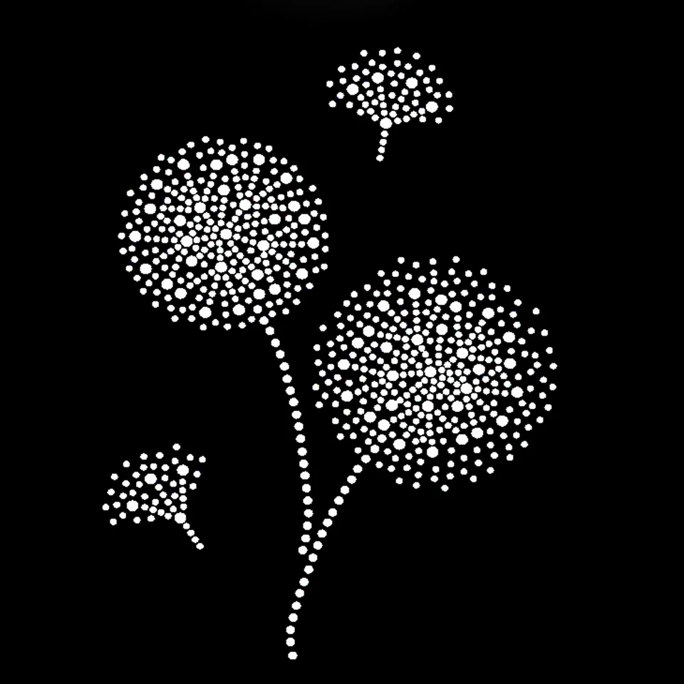 Dandelion Iron On Rhinestone Transfer Taraxacum Motif Hot fixed for Party dress - Image 1 of 1
