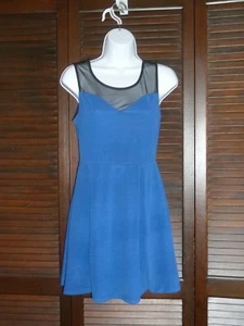 DIVIDED by H&M Royal Blue Short Dress, Black Mesh Bodice, Sleeveless Size S, EUC - Picture 1 of 8