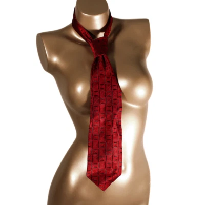 Structure Men's Necktie Red/Black  Geometric 100% Silk Tie - Image 1 of 4