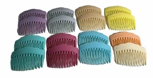 16 Vintage Colorful Plastic Hair Combs Made In Hong Kong 7 Sets of 2 / 2 Singles - Picture 1 of 18