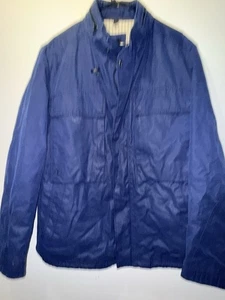 HUGO BOSS 44R Navy Hooded Zip Jacket Detachable Hood Striped Lining - Picture 1 of 11