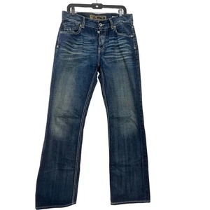 BKE Denim Justin Jeans Herren Gr. 33 Distressed Wash Bootcut Dunkelblau - Bild 1 von 5