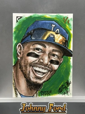 2020 Topps Gallery Mookie Betts Artist Sketch Card 1/1 Kong Los Angeles Dodgers - Image 1 of 2
