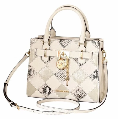 Michael Kors Hamilton SM Satchel Shoulder Bag Exotic Natural Light Cream Multi - Image 1 of 4
