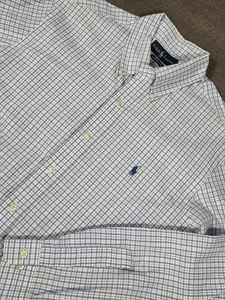Ralph Lauren Hemd Herren 16,5 Large Button Down 34/35 Blau Custom Fit Strick Pony - Bild 1 von 7