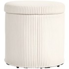 HOMCOM Round Storage Ottoman with Lid, Vanity Stool with Storage, Beige