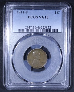 1911-S Lincoln Wheat Cent - 1c PCGS VG10 - Affordable Example! - Picture 1 of 4