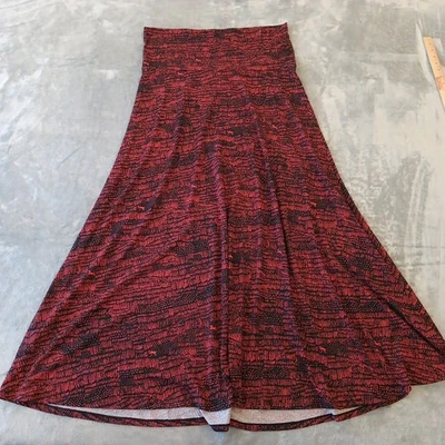 Maxi Falda LuLaRoe XL Roja Geométrica Larga Pull On Foto 1 de 4