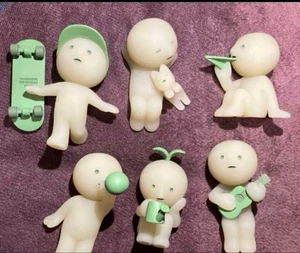 SMISKI Sunday Series Set of 6 Glow in the Dark Figures Gardening Cat Japan - Picture 1 of 8