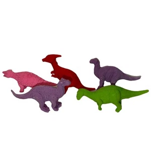 Lot Of 5 Colorful Mini Dinosaur Shaped Erasers - Picture 1 of 2