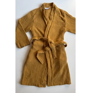 PARACHUTE Waffle Cloud Knit Robe Unisex Small Mustard Yellow Belted Pockets - Picture 1 of 13