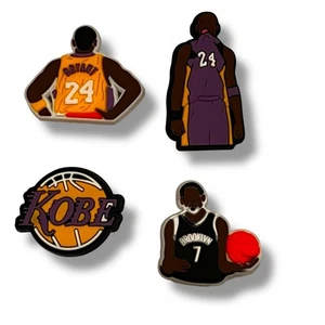 4 Dijes para Zapatos Deportivos de Baloncesto Croc Jibbit Decoración Kobe Lakers Nuevos sin Etiquetas B-2 - Imagen 1 de 4