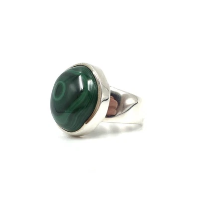 Anello argento 925 malachite verde vintage dichiarazione gioielli donna... - Immagine 1 di 4