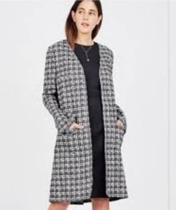 Max Studio schwarz-weiß Hahnentritt vorne offen Blazer Jacke Cardigan Gr. L - Bild 1 von 10