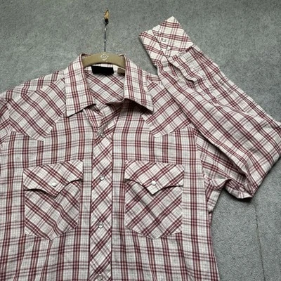 Vintage Champion Westerns Men’s Shirt 15.5 Red Plaid Pearl Snap Long Sleeve - Image 1 of 4