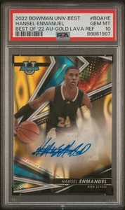 PSA 10! 2022-23 Bowman University Best Hansel Enmanuel GOLD LAVA AUTO /75 POP 3 - Picture 1 of 3