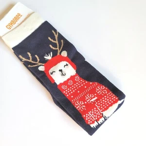 Gymboree Girls sz S 5-6 "Holiday Shop" Navy Lama Socks Shoe sz 11-12 NWT - Picture 1 of 2