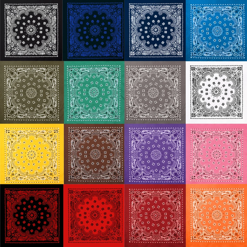 100% Cotton Trainmen Paisley Bandana - 22" X 22" Head & Face Wraps - Image 1 of 1