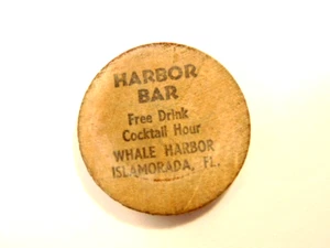old Habor Bar, Whale Habor, Islamorada, FL advertising wooden nickel - Picture 1 of 3