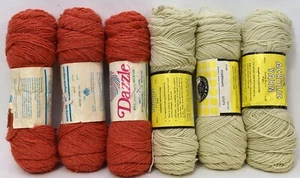 Vintage 3 Caron Dazzle Burnt Orange & 3 Krönung Fischer beige 4-fädig 4 Unzen Garn - Bild 1 von 1