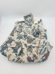 Vintage Levis All Over Print Prospector Gold Rush Miner Shirt Cowboy XL Cotton - Picture 1 of 18