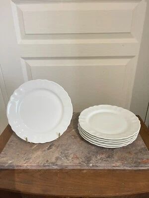 Ancienne 6x Assiette Plates / Dessert 20 cm Porcelaine Blanc LIMOGES Coquet - Photo 1/4