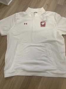 Men's Under Armour White Wisconsin Badgers Motivate Half-Zip Jacket Mens XXL - Picture 1 of 10