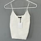 Olivaceous Sweater Knit Tank Top size S White Spaghetti Strap Ribbed V Neck NWT