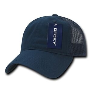 Decky Cotton Relaxed Trucker Baseball Caps Hats 6 Panel Pre Curved Bill