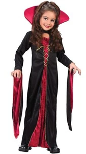 Fun World High Collared Victorian Vampiress 2pc Girl Costume, Black Red - Picture 1 of 1