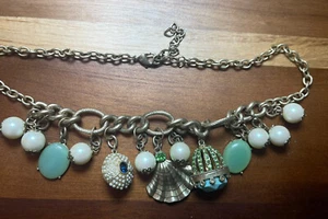 Betsy Johnson Statement Halskette Strand Vogelkäfig Muschel Jade Grün - Bild 1 von 5