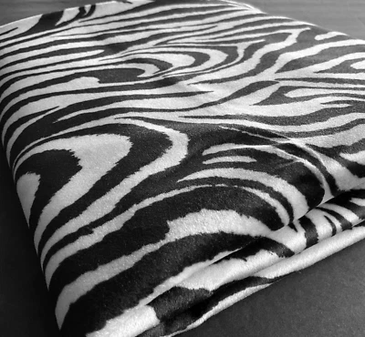 Striped Zebra Black & White Fake Animal Fur, Upholstery Fabric - 1 Yd, 56" Wd - Image 1 of 4