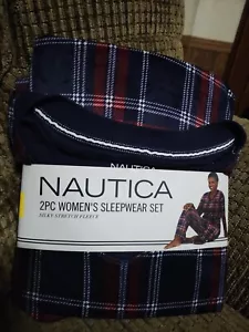 Nautica 2-Piece Long Sleeve Pajama Set Women's Size S Navy/Red Plaid New - Picture 1 of 6